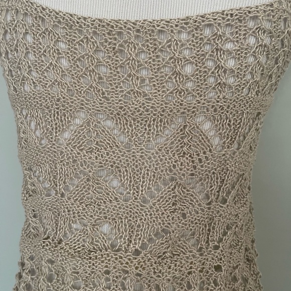 Vintage Crocheted Beige Sweater Vest Sz: S - Picture 8 of 8